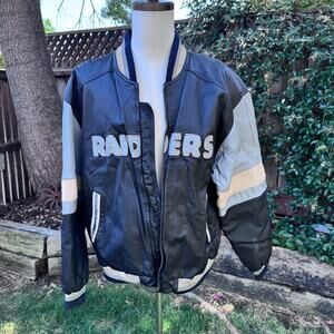 Vintage 1995 NFL Football Raiders Leather Mirage Jacket Men's XXL *FLAWS*